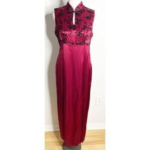 Vtg 90s y2k  All that Jazz Red Black‎ Embroidered Asian  Gown Prom Dress 13/14